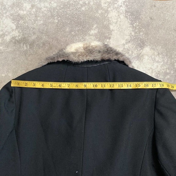 Fox Wers Philadelphia Andover Alnorna Coat Womens 12 Black Fur Collar Mid Length - Picture 8 of 12